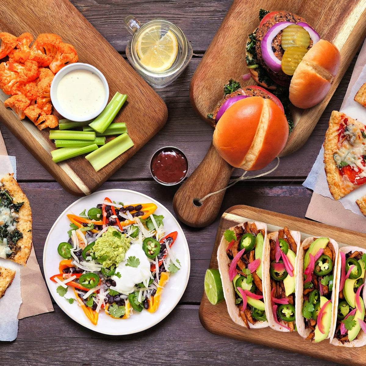 Patelai 12 Packs Wooden Cutting Board Set with Handles Large Kitchen Serving Plain Chopping Board