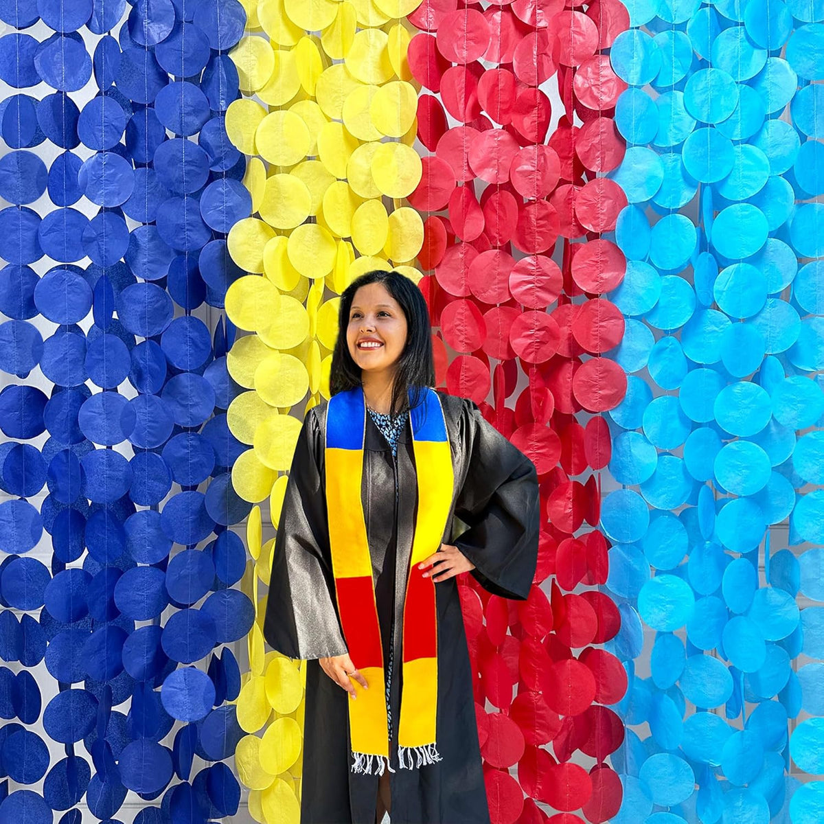 205Ft Red Blue Yellow Party Decorations Big Polka Dot Tissue Paper Backdrop Streamer Colorful