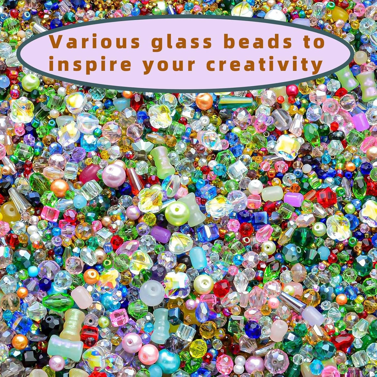 Half Pound Assorted Glass Beads for Jewelry Making, 2-16mm Colorful Crystal Beads for Bracelets