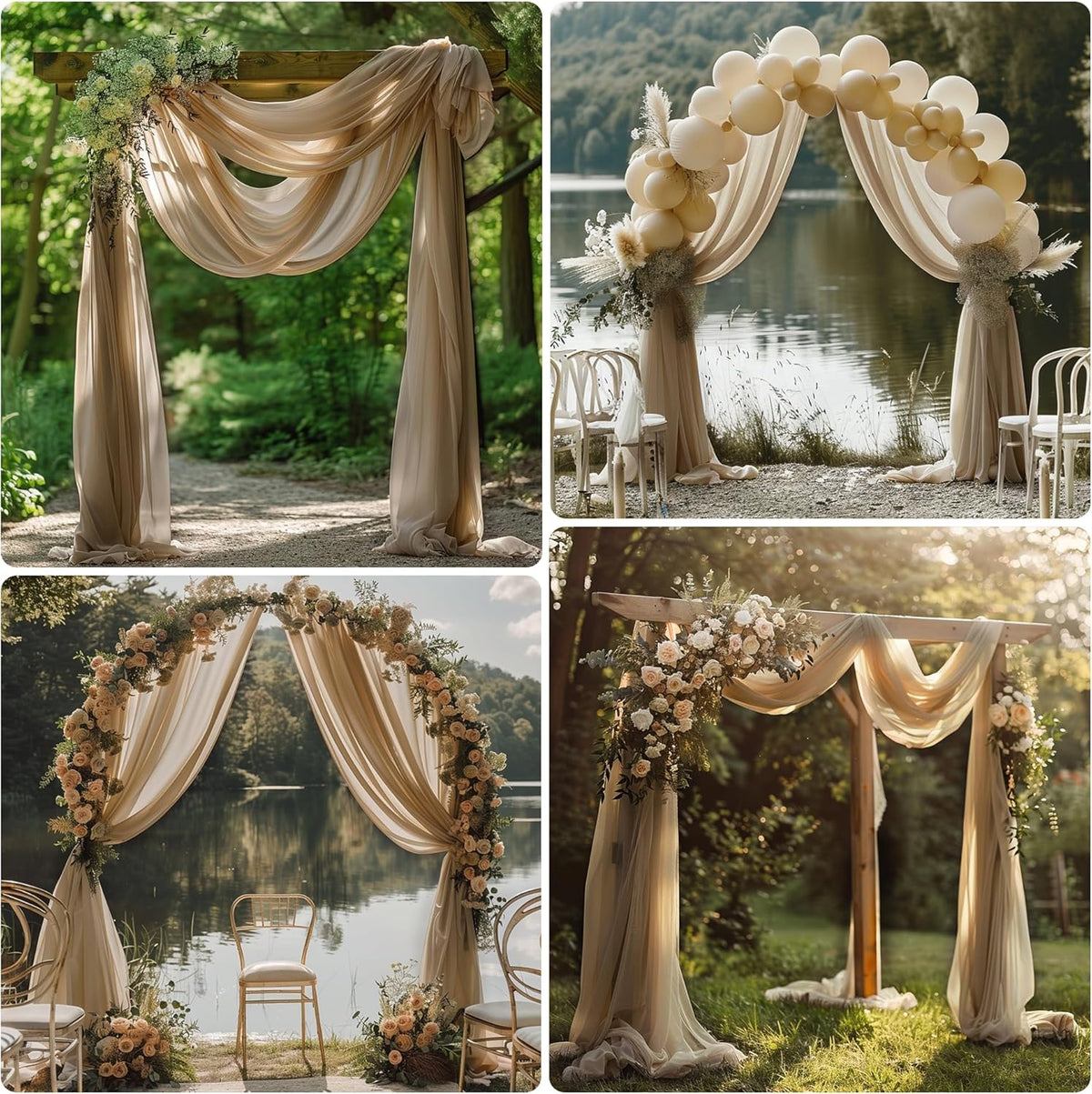 Wedding Arch Draping Fabric 3 Panels 28.7" x 20FT Nude Sheer Chiffon Backdrop Drapes for Wedding
