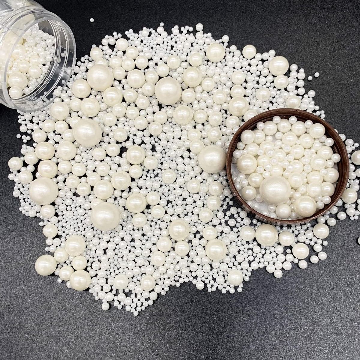 Weraru Edible White Pearl Sugar Sprinkles Candy Mixing Size Baking Edible Cake Decorations Cupcake