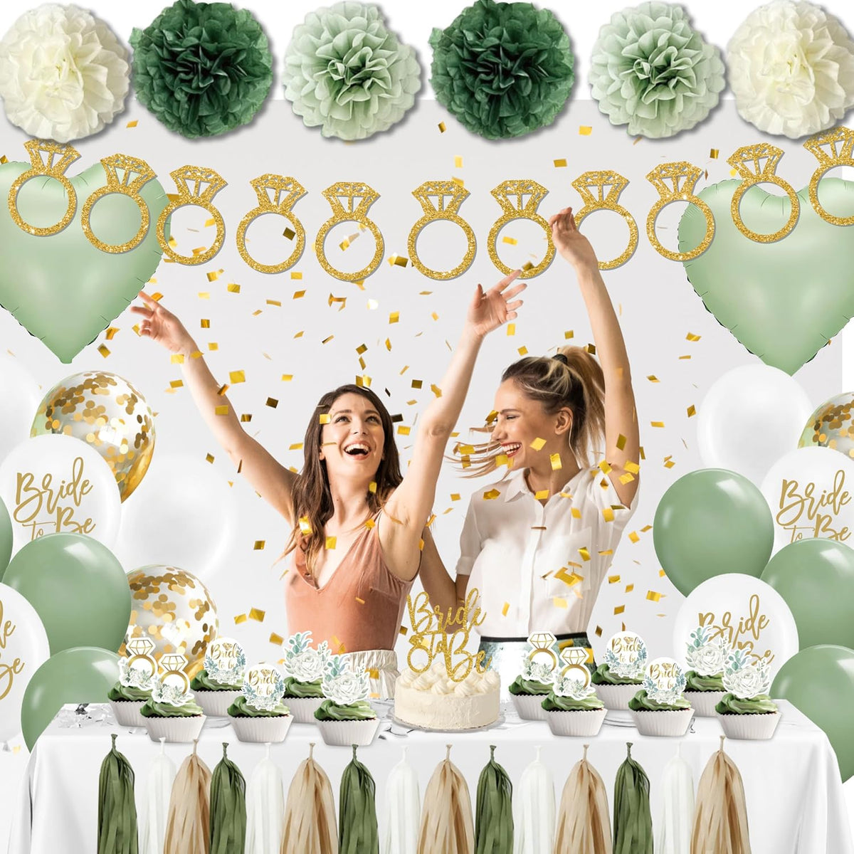 Sage Green Bridal Shower Decorations,Bachelorette Party Decorations, Bride to Be Backdrop, Bridal