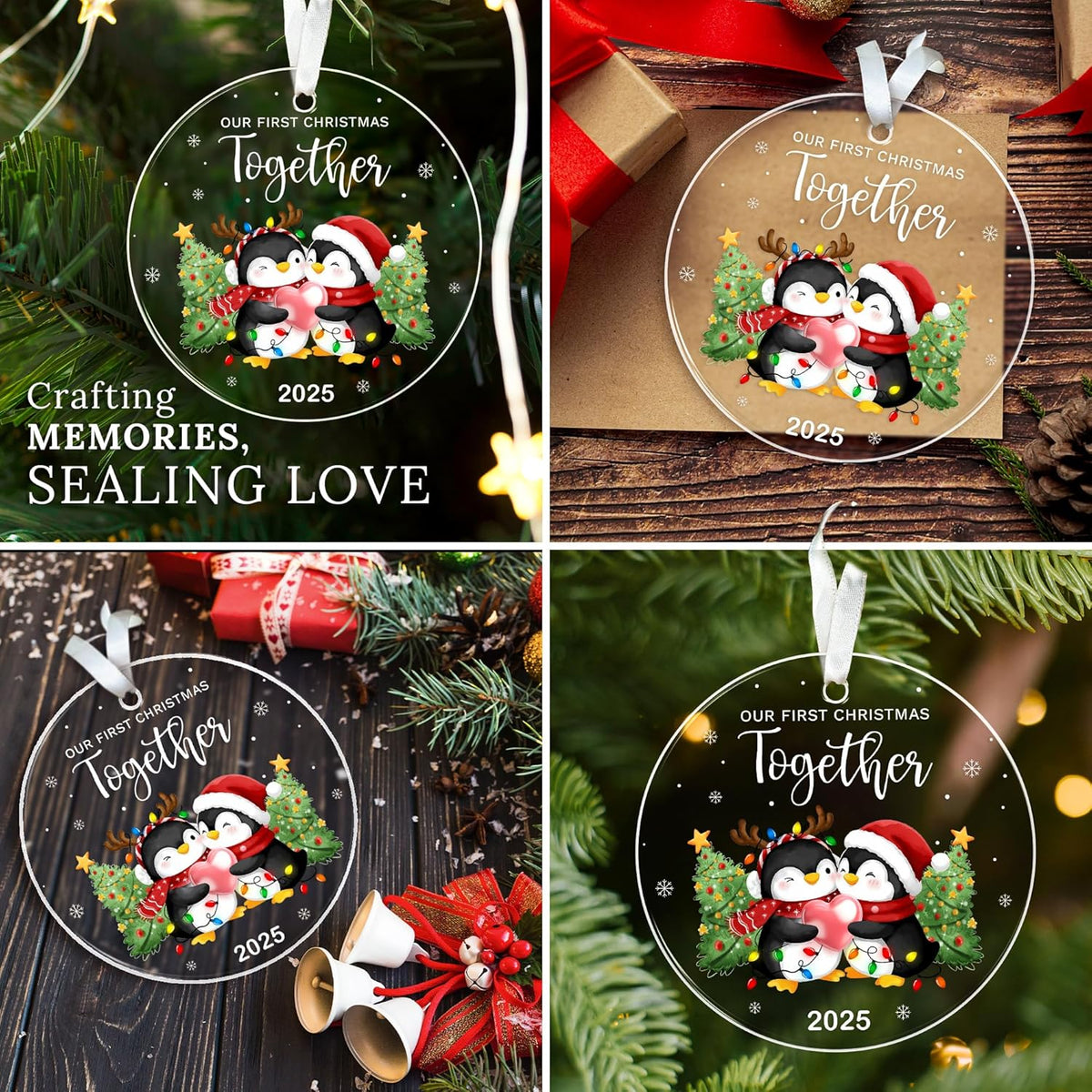 HEXMOZ First Christmas Together Ornament 2025 - Penguin Couples First Christmas Ornament - Couples