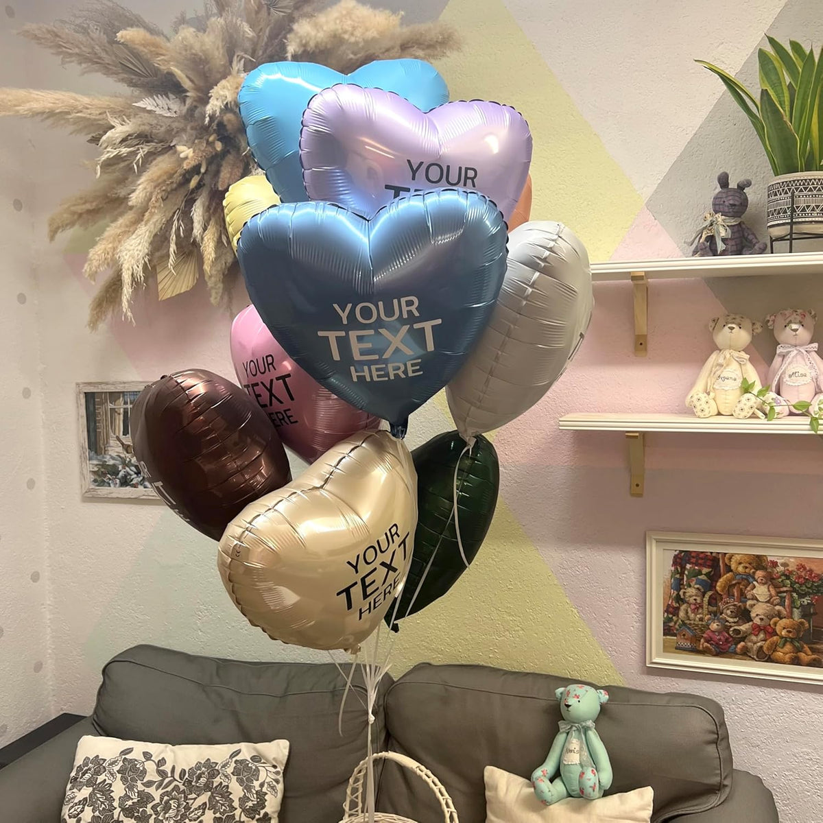 Сustom Balloons Name Personalized foil Balloon Heart 19 inch Satin and Glossy Colors Any Text Gift