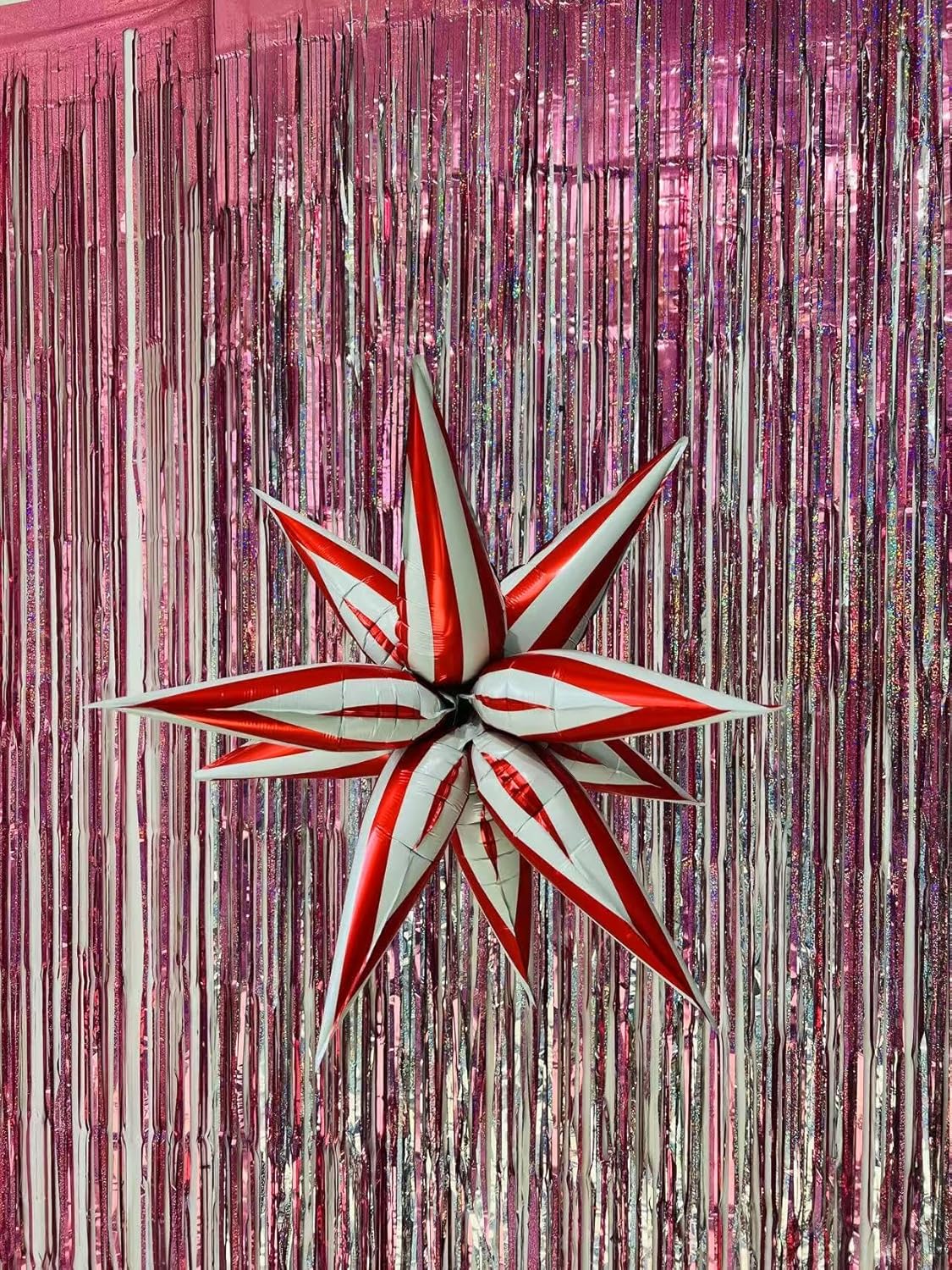 3pcs 26inch 3D Red white Explosion Star foil balloon, red white Foil Cone Star burst Balloons for