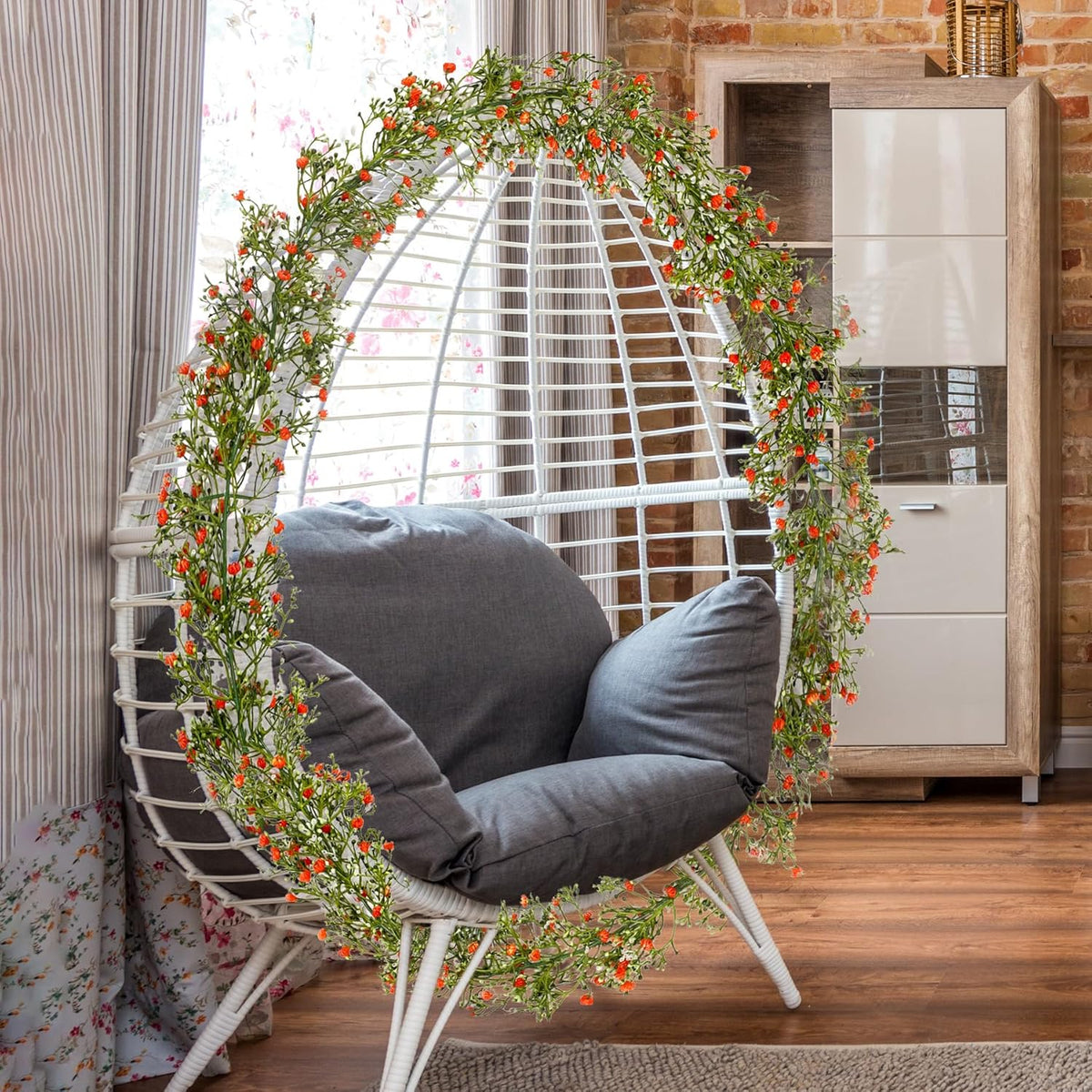 2 Pcs 5.8ft Artificial Baby Breath Flower Vines, Babys Breath Artificial Flowers Real Touch Faux