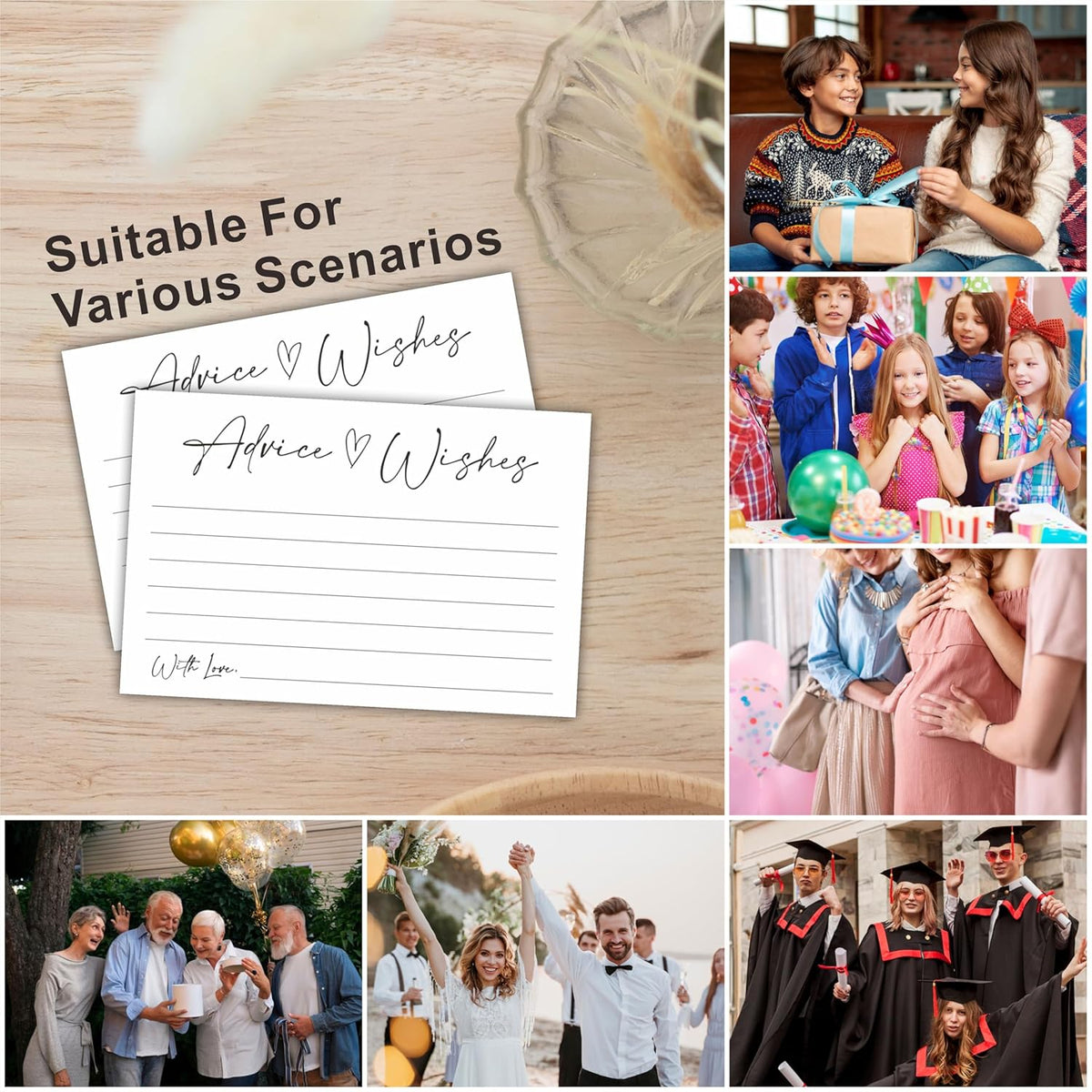 30 Advice And Wishes Cards, Minimalism White Wishes Cards For Wedding, Bridal Shower, Advice And