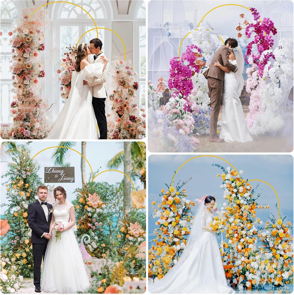 Putros Metal Arch Backdrop Stand Gold Wedding Arch Stand Set of 2 (7.2FT/6FT) Square Arched Frame