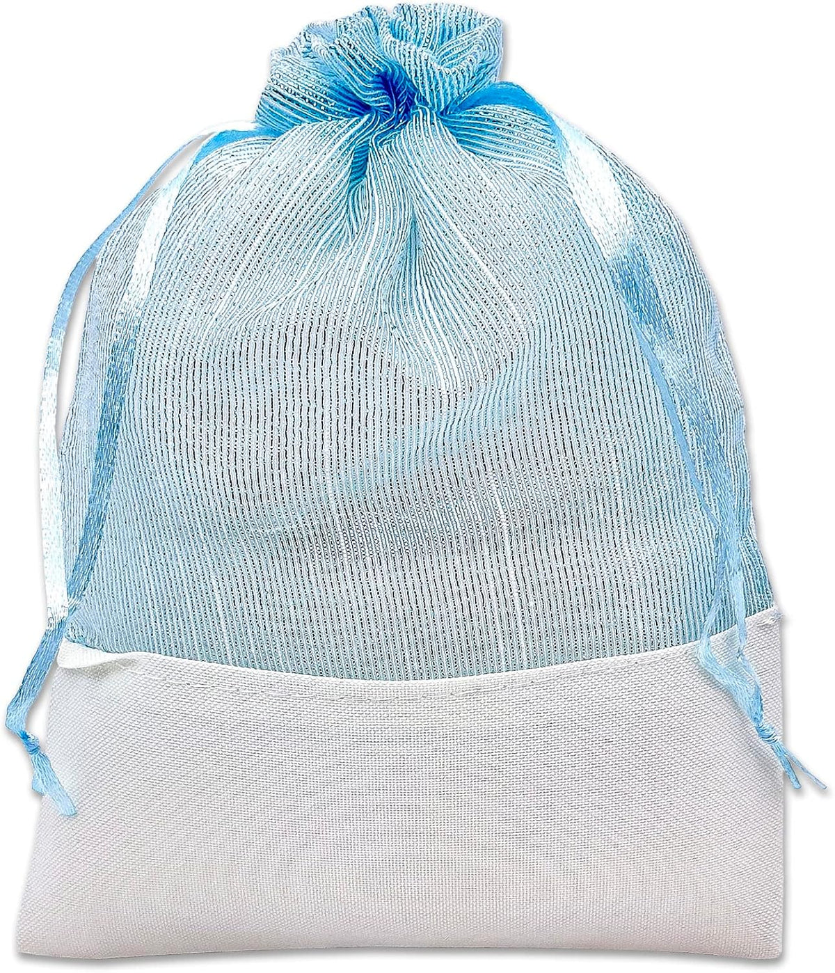 TheDisplayGuys For Your Modern Living 24-Pack Linen & Blue Organza Gift Bags with Drawstrings