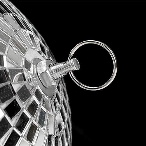 Mirror Disco Ball, 6 inch Mirror Ball Silver Disco Party Stage Lightning Balls with Hanging Rings