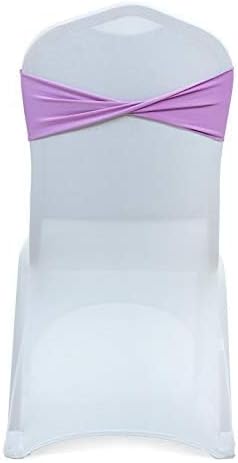 VDS Pack of 25 PCS | Light Purple | Spandex Chair Sashes Bows Without Buckle | Stretch Elastic