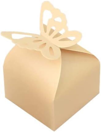 KUPOO 50PCS Small Yellow Butterfly Favor Boxes Girl Baby Shower Candy Box Small Butterfly Gift
