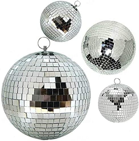 Mirror Disco Ball, 6 inch Mirror Ball Silver Disco Party Stage Lightning Balls with Hanging Rings