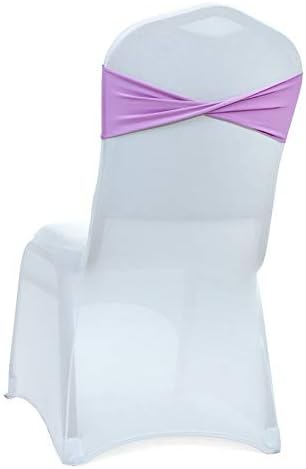 VDS Pack of 200 PCS | Light Purple | Spandex Chair Sashes Bows Without Buckle | Stretch Elastic