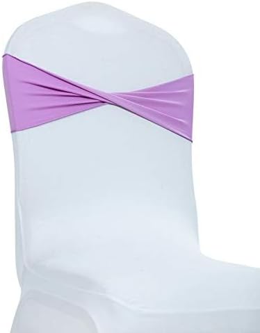 VDS Pack of 25 PCS | Light Purple | Spandex Chair Sashes Bows Without Buckle | Stretch Elastic