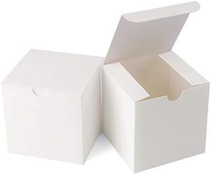 GEFTOL Small White Gift Box - 50 Pack, 4x4x4 inches, Fold & Assemble Paper Box for Bridesmaids