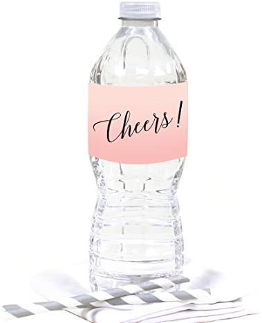 Andaz Press Blush Pink Rose Elegant Party Collection, Waterproof Water Bottle Labels, Cheers!