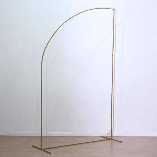 Tableclothsfactory 8ft Gold Metal Wedding Arch Chiara Backdrop Stand, Half Moon Floral Frame Arbor