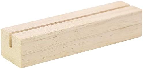 UNIQOOO 50 Pack Oak Wood Table Number Stands | 1/8” Thick Acrylic Sign Holders | Display Stands |