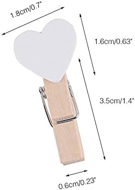 100 Pcs White Mini Wooden Heart Clothespins 3.5 cm with Spring Wooden Photo Paper Pegs Craft Clips