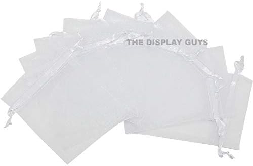TheDisplayGuys 48-Pack 3x4 White Sheer Organza Gift Bags with Drawstring, Jewelry Candy Treat