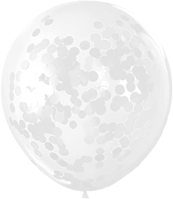 White Confetti Balloons, 25 Pcs Thickened 12 Inch Clear Latex Balloon with Confetti Inside for