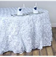Efavormart 132" Wholesale Round Table Cover White Grandiose Rosette 3D Satin Tablecloth for Wedding