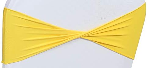 VDS Pack of 150 PCS | Yellow | Spandex Chair Sashes Bows Without Buckle | Stretch Elastic Banquet