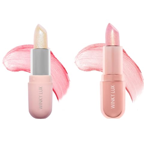 Winky Lux Unicorn Glimmer Balm & Rose Glimmer Balm Duo – Hydrating ph Lip Balm, Natural Pink Tint