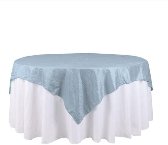 Tableclothsfactory 72"X72" Dusty Blue Accordion Crinkle Taffeta Table Overlay, Square Tablecloth