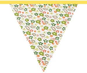 jijAcraft 39Ft Triangle Bunting Banner, 42Pcs Tea Floral Party Bunting Cotton Fabric Flags Pennant