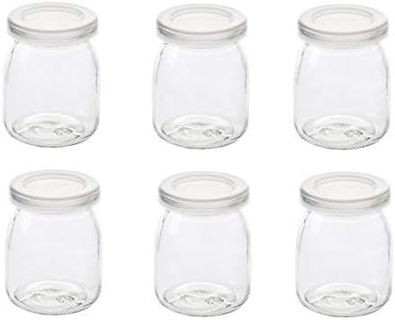 6 Pcs Yogurt Pudding Jars Bottles With Plastic Lids Ideal for Jam, Honey, Wedding Favors, Shower