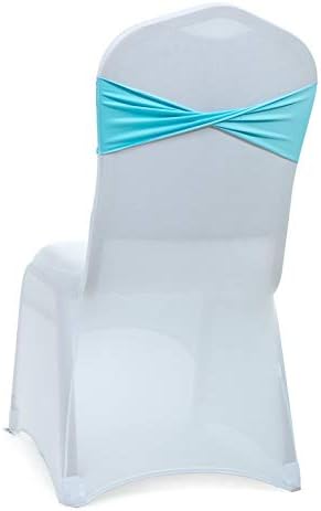 VDS Pack of 300 PCS | Aqua Blue| Spandex Chair Sashes Bows Without Buckle | Stretch Elastic Banquet