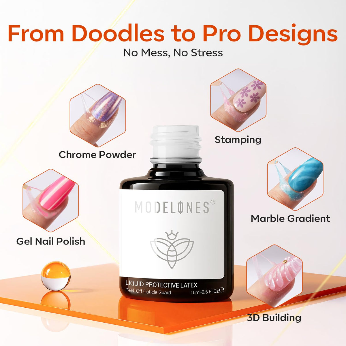 Liquid Latex for Nails 15ml, Peel Off Nail Polish Barrier, Fast Dry Cuticle Guard Skin Protector