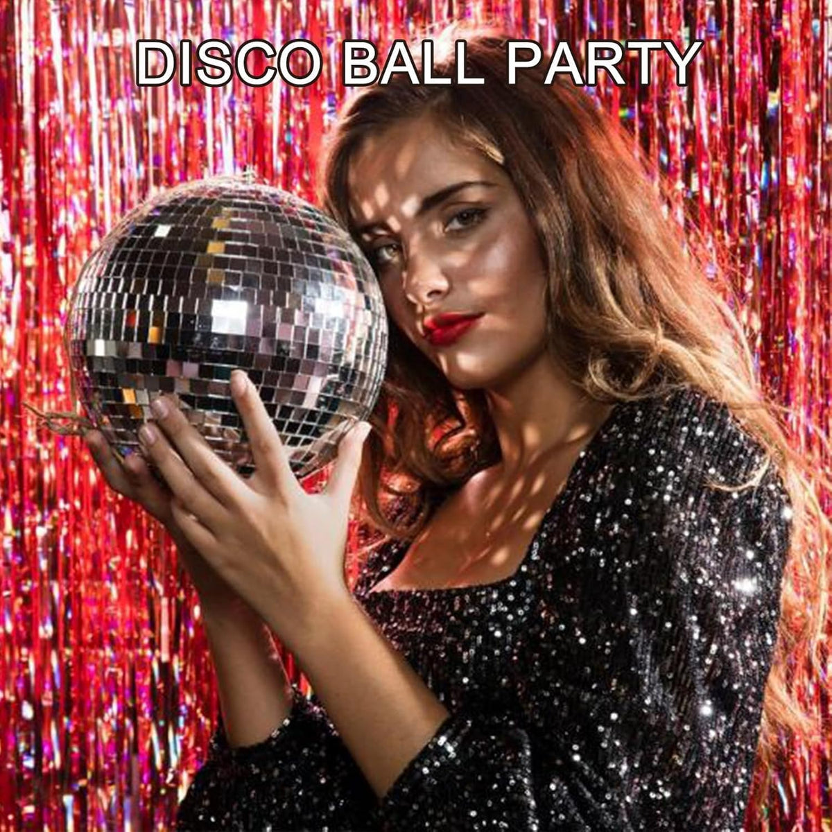 Mirror Disco Ball, 6 inch Mirror Ball Silver Disco Party Stage Lightning Balls with Hanging Rings