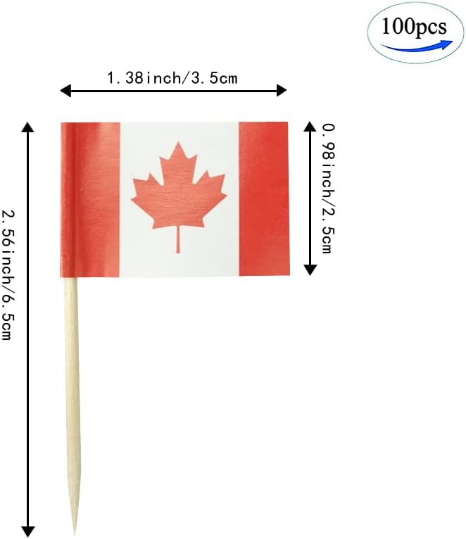 Canada Flag Canadian Flag, Small Mini Canada Toothpick Flags for Food, Cupcakes, Cocktails
