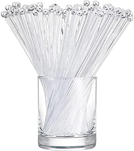 100 Pieces Swizzle Sticks Ball Head Stirrer Disposable Plastic Round Top Crystal Bar Swizzle Sticks