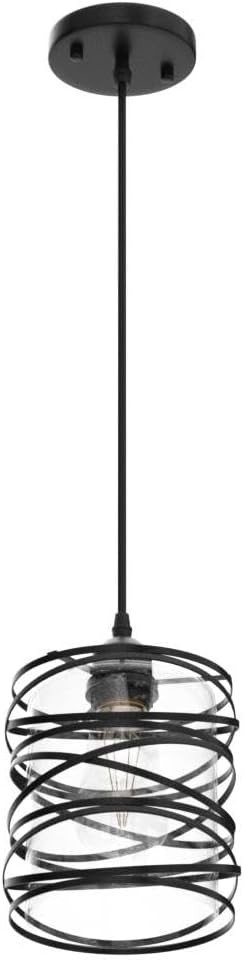 Modern Mini Pendant Light Fixture Kitchen Island Pendant Lighting 6.30''Matte Black Spiral Cage