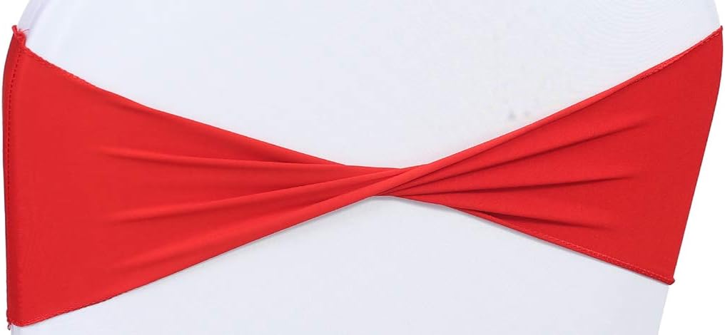 VDS Pack of 75 PCS | Red | Spandex Chair Sashes Bows Without Buckle | Stretch Elastic Banquet