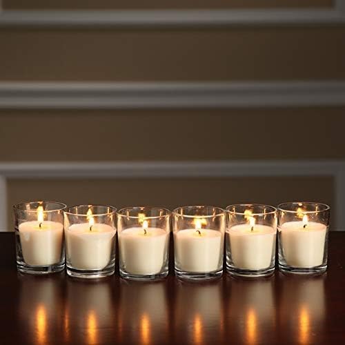 48 Pack White Unscented Clear Glass Filled Votive Candles. Hand Poured Wax Candle Ideal Gifts for