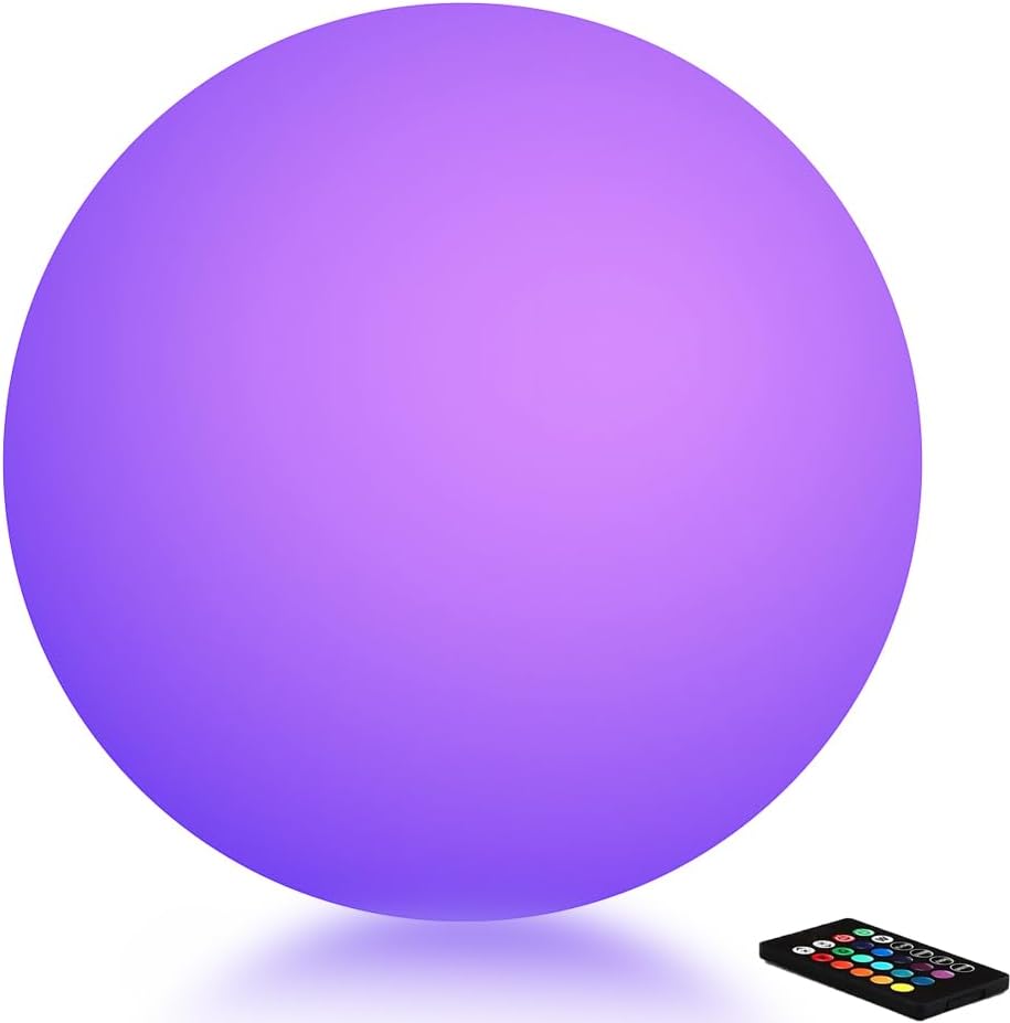 LED Night Light Ball Globe Lamp with Remote 8 Inch 16 RGB Colors Dimmable Mood Lights Rechargeable