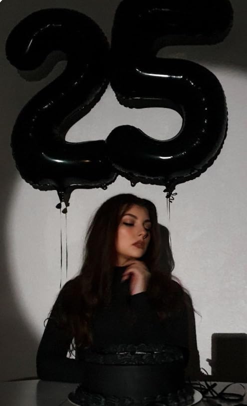 40 Inch Black Large Number 4 Birthday Balloon, Giant Numbers Four 14 24 34 40 44 Balloons, Foil