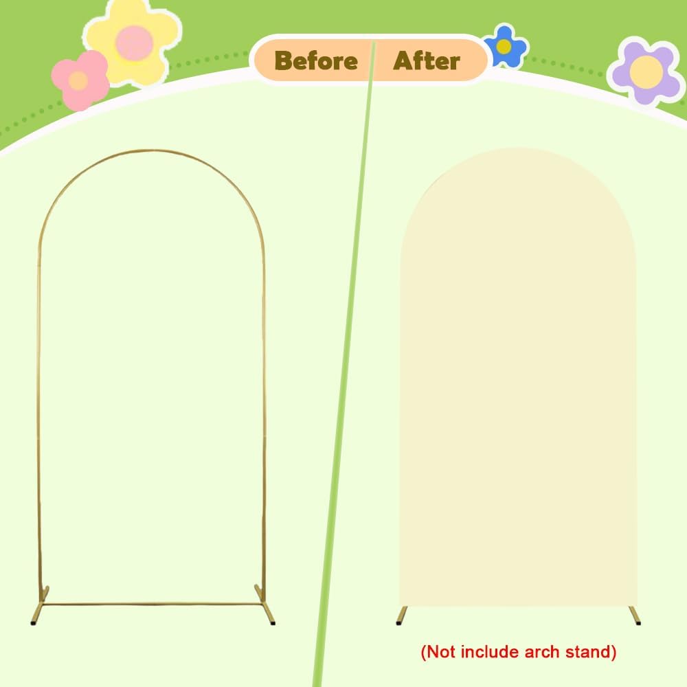 Beige Arch Cover 4ft Arch Backdrop Cover Spandex Fitted Wedding Arch Covers Round Top Arch Frame