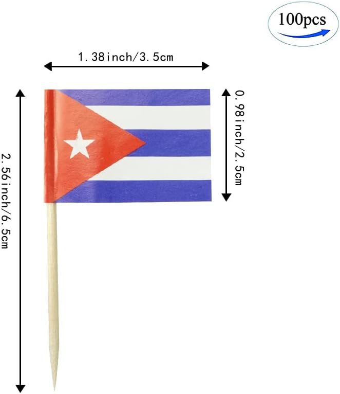 Cuba Flag Cuban Flag, Small Mini Cuba Toothpick Flags for Food, Cupcakes, Cocktails, Appetizers