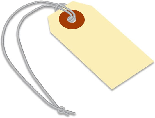 SmartSign Blank Manila Shipping Tags with Elastic Strings - Pack of 250, Size-1, 13pt Thick