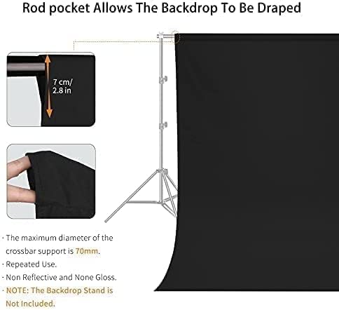 12x10 FT Black Backdrop Background, 100% Polyester Photography Backdrop Screen Foldable Washable