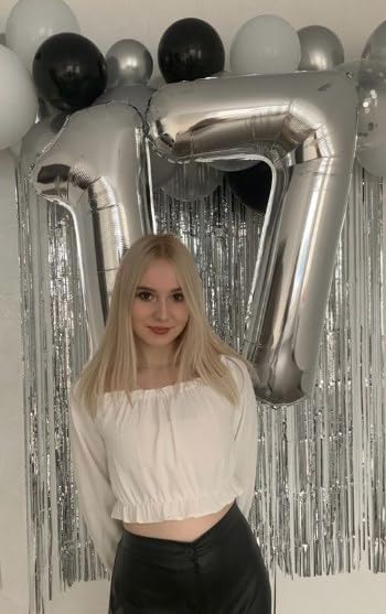 Silver Number 7 Birthday Balloon 40 Inch, Digital Balloons for 7 17 27 70 77 Party Celebration