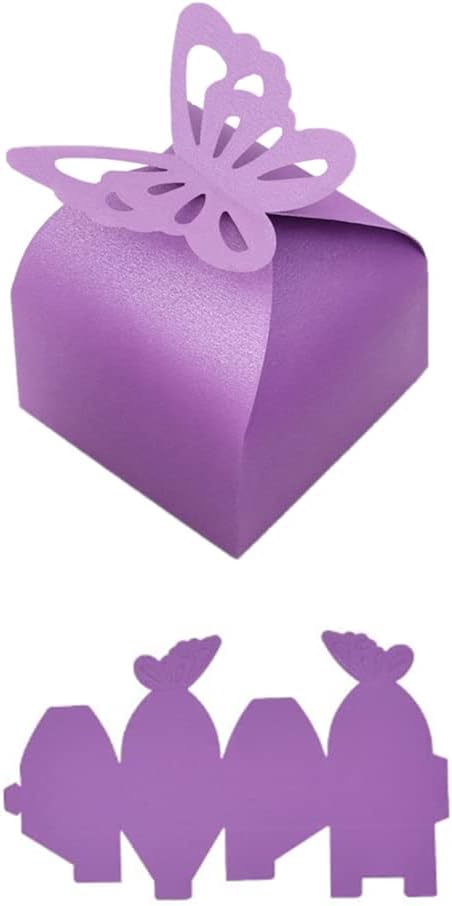 KUPOO 50PCS Small purple Butterfly Favor Boxes Girl Baby Shower Candy Box Small Butterfly Gift