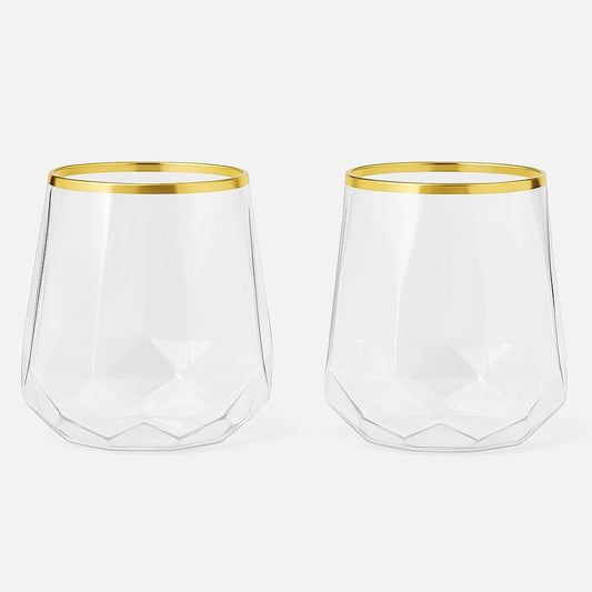 40 count Diamond Unbreakable Stemless Plastic Wine Champagne Whiskey Glasses Elegant Durable