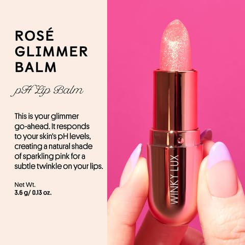 Winky Lux Unicorn Glimmer Balm & Rose Glimmer Balm Duo – Hydrating ph Lip Balm, Natural Pink Tint